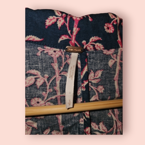 Free People Poolside Oversized Linen Blend Blazer Jacket Pacific Ocean Blue S - Picture 3 of 3